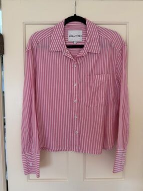 Pink & White Striped Button-Up Shirt
